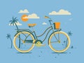 Retro Style Bicycle / Cruiser On The Evening Beach With Sun And Clouds In Sky. Royalty Free Stock Photo