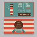 Retro style card for marine club/yacht party/lake camp