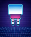 Retro style Charger icon isolated futuristic landscape background. 80s fashion party. Vector Royalty Free Stock Photo