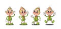 Retro Style Christmas Elves Cartoon Characters In Vintage Attire, Complete With Pointy Hats And Mischievous Grins