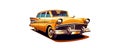Retro style classic yellow car illustration, on white background. Royalty Free Stock Photo