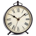 Retro-style clock displaying time isolated on white background Royalty Free Stock Photo