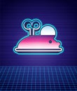 Retro style Clockwork mouse icon isolated futuristic landscape background. Wind up mouse toy. 80s fashion party. Vector Royalty Free Stock Photo