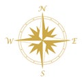 Retro style compass icon, wind rose vintage compass icon