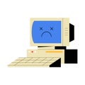 Page Not Found With Sad Computer In Flat Vector Illustration Symbolizing Error And Empty State UI Concept, Isolated On