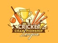 Retro style Cricket championship League banner or poster design.