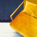 Retro style dark yellow velvet armchair