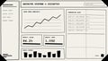 Retro style data analysis dashboard screen showing system metrics and chronological event logs Royalty Free Stock Photo