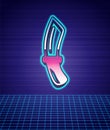 Retro style Diving knife icon isolated futuristic landscape background. 80s fashion party. Vector Royalty Free Stock Photo