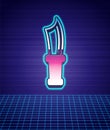 Retro style Diving knife icon isolated futuristic landscape background. 80s fashion party. Vector Royalty Free Stock Photo