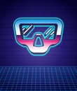 Retro style Diving mask icon isolated futuristic landscape background. Extreme sport. Diving underwater equipment. 80s Royalty Free Stock Photo