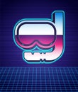 Retro style Diving mask and snorkel icon isolated futuristic landscape background. Extreme sport. Diving underwater Royalty Free Stock Photo