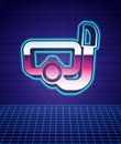 Retro style Diving mask with snorkel icon isolated futuristic landscape background. Extreme sport. Diving underwater Royalty Free Stock Photo