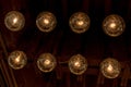 Retro style of Edison light bulbs decoration on ceiling in department store. Royalty Free Stock Photo