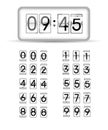 Retro style flip clock or scoreboard mechanical numbers 1 to 0 set white on black Royalty Free Stock Photo