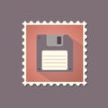 Retro style floppy disk flat stamp with shadow. Royalty Free Stock Photo