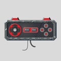 Retro style gamepad. Videogame joystick. Realistic material design controller. Pro gamer device. Vector illustration on