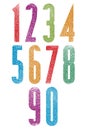 Retro style geometric tall condensed numbers set with hand drawn