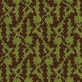 Retro 1960 style green printed pattern in seamless repeat. Vintage mid century forest moss tone on tone for soft