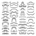 Retro style of hairs. Mustache of men. Vector pictures isolate