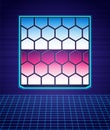 Retro style Honeycomb icon isolated futuristic landscape background. Honey cells symbol. Sweet natural food. 80s fashion Royalty Free Stock Photo