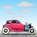 Retro style Hotrod car illustration