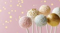 Retro-style illustration of assorted cake pops with decorative toppings, retro culinary artwork, AI generated Royalty Free Stock Photo
