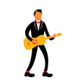 Guitarist in Tuxedo Playing Guitar Retro Royalty Free Stock Photo