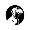 Head of a German Shorthaired Pointer Dog Retro Black and White