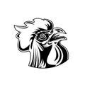 Rooster Jungle Fowl or Cockerel Looking Up Retro Black and White