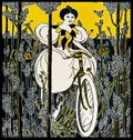 Woman Cycling Through Flowers