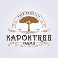 retro style kapok tree farm logo vintage classic vector illustration design