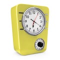 Retro Style Kitchen Clock with Timer. 3d Rendering