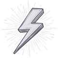 Retro Style Lightning Bolt Illustration with Radiating Power Burst Lines Royalty Free Stock Photo