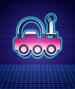 Retro style Mars rover icon isolated futuristic landscape background. Space rover. Moonwalker sign. Apparatus for Royalty Free Stock Photo