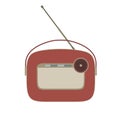 Retro style music radio , vintage vector elements , nostalgic design , hipster trend , front view isolated on white background.