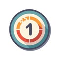 Retro style number one icon with a circular timer bar for first place or countdown concept Royalty Free Stock Photo