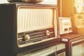 The Retro style old boombox radio from 1950s, 1960s vintage tone Royalty Free Stock Photo