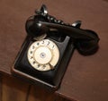 Retro style. old vintage black telephone disk apparat Royalty Free Stock Photo