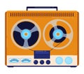 Retro style orange reel-to-reel tape recorder, vintage audio equipment. Nostalgia for 60s and 70s music playback devices Royalty Free Stock Photo