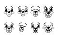 Retro-style Polar Bear Emoji Set Features Adorable Monochrome Bear Characters Faces With Vintage Charm
