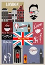 Retro style poster with London symbols Royalty Free Stock Photo