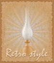 Retro style poster old kerosene lamp vector illustration Royalty Free Stock Photo