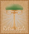 Retro style poster old table lamp vector illustration Royalty Free Stock Photo