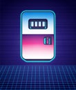 Retro style Prison cell door with grill window icon isolated futuristic landscape background. 80s fashion party. Vector