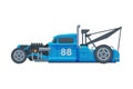 Retro Style Race Car, Old Sports Blue Vehicle Vector Illustration on White Background