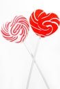 Retro style red , pink heart shape lollipop Royalty Free Stock Photo