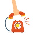 Retro style red telephone ringing. Pick up the phone Royalty Free Stock Photo