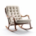 Beige Upholstered Rocking Chair With Retro Feel On White Background Royalty Free Stock Photo