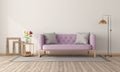 Retro style room with pink sofa Royalty Free Stock Photo